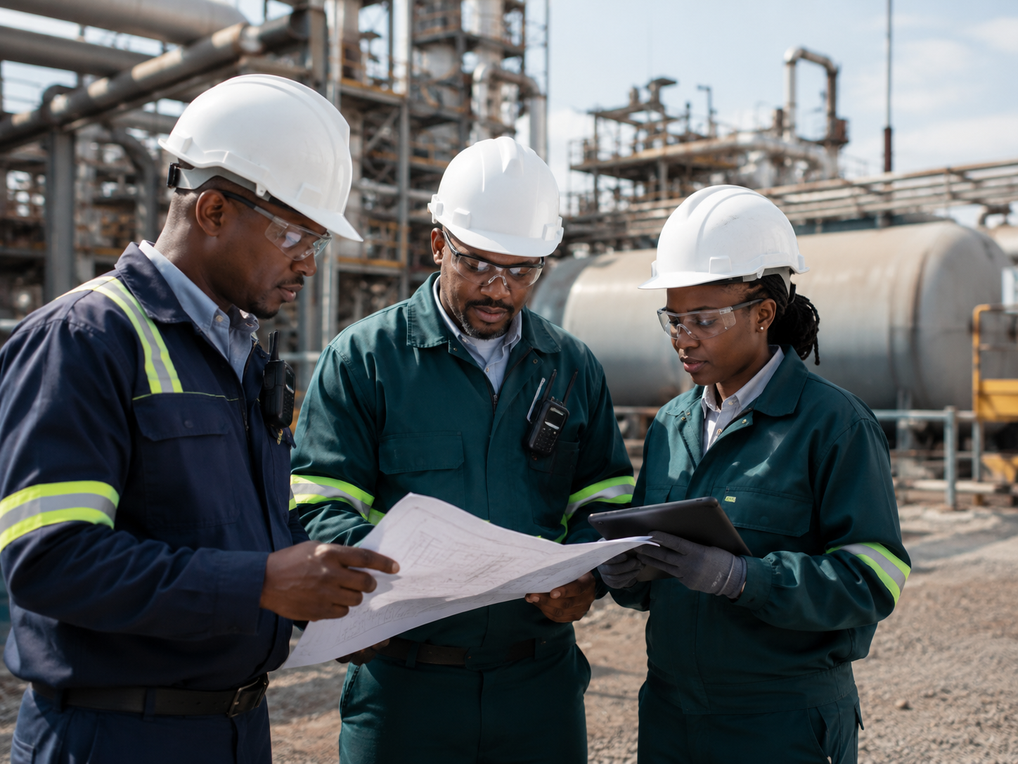 Mokaleng engineers reviewing site drawings